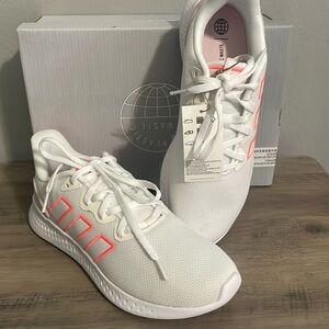 adidas Puremotion SE White with Neon Orangish Pink trim
